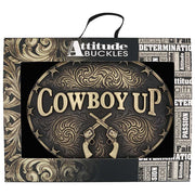 Saddle up with the Cowboy Up Attitude Buckle