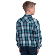 Boy's Brayden Half Button Print Workshirt