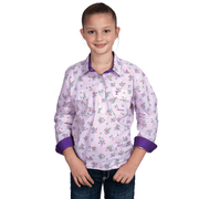 Girl's Harper Half Button Print Workshirt