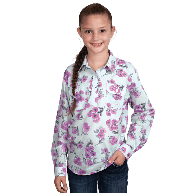 Girl's Harper Half Button Print Workshirt