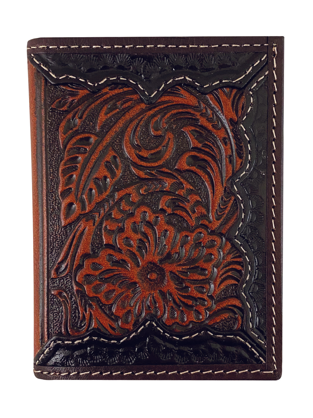 Tooled leather 2024 trifold wallet