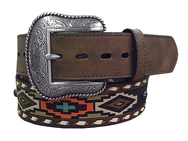 Men's Genuine Leather Laced Brown Belt