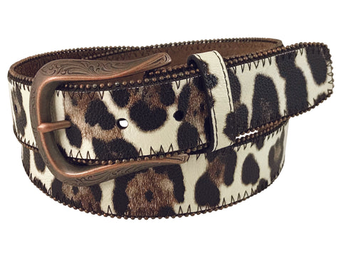 Women's Leopard Print Leather Belt