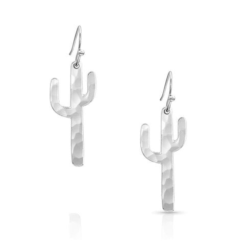 Montana Silversmiths Hammered Silver Cactus Earrings ER4288