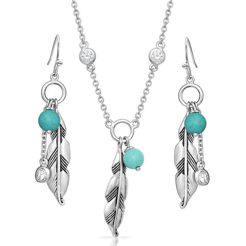 Charming Feather & Turquoise Jewellery Set