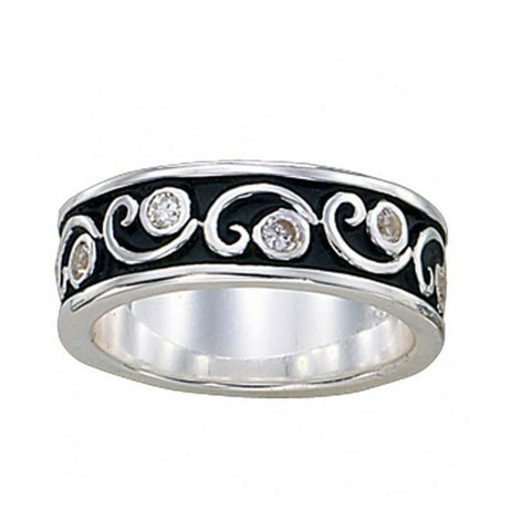 Montana Silversmiths Silver and Crystal Filigree Band Ring RG18CZ